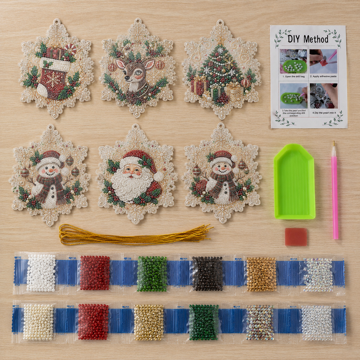 REBYIPO®🎄DIY Diamond Painting Christmas Ornaments – 6Pc Set