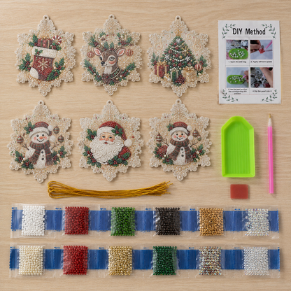 REBYIPO®🎄DIY Diamond Painting Christmas Ornaments – 6Pc Set