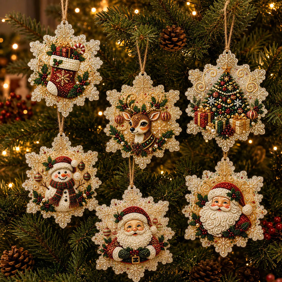 REBYIPO®🎄DIY Diamond Painting Christmas Ornaments – 6Pc Set