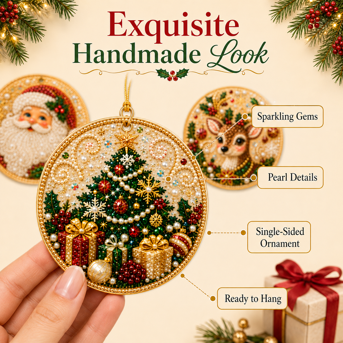 REBYIPO®🎄DIY Diamond Painting Christmas Ornaments – 6Pc Set