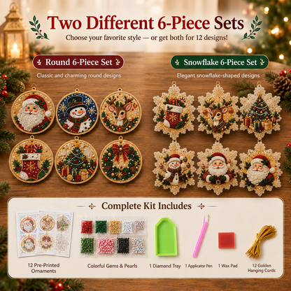 REBYIPO®🎄DIY Diamond Painting Christmas Ornaments – 6Pc Set