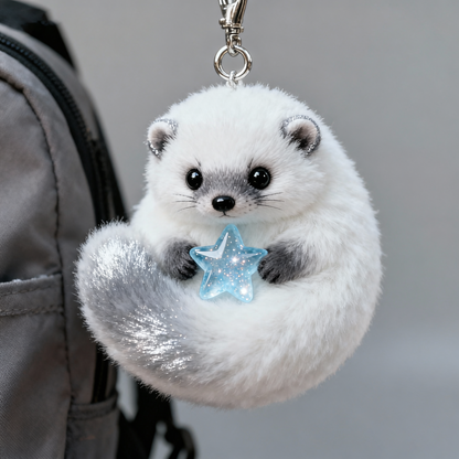 Starlit Puff Critter Plush Keychain (Snow-White Pocket Buddy)
