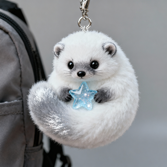 Starlit Puff Critter Plush Keychain (Snow-White Pocket Buddy)