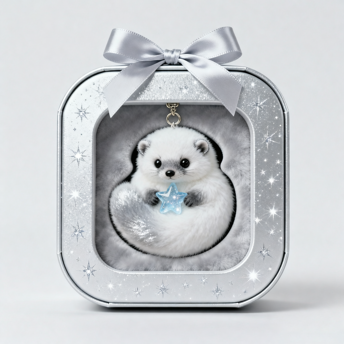 Starlit Puff Critter Plush Keychain (Snow-White Pocket Buddy)