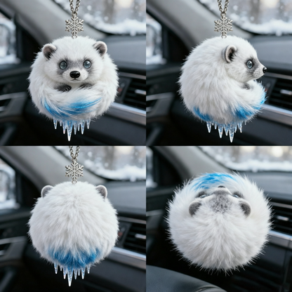 Icicle Puff Critter Plush Keychain (Blue Frost Tail &amp; Ice Drip Charm)