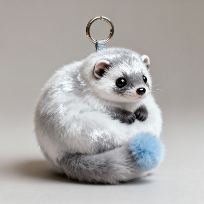Silvercloud Ferret Plush Keychain (Blue Tail Fluff Charm)