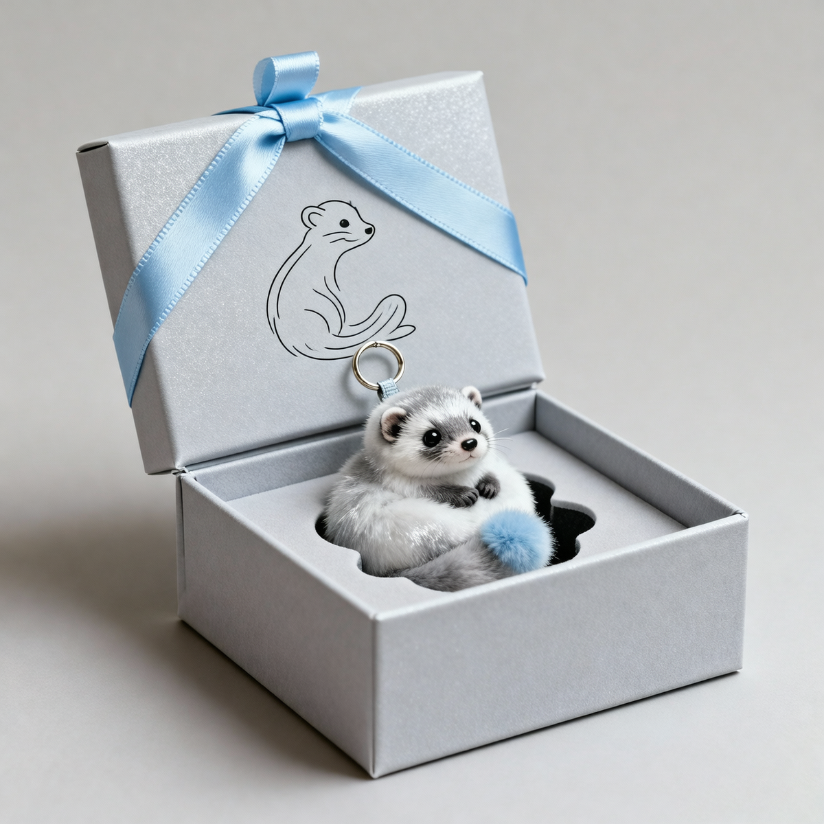 Silvercloud Ferret Plush Keychain (Blue Tail Fluff Charm)