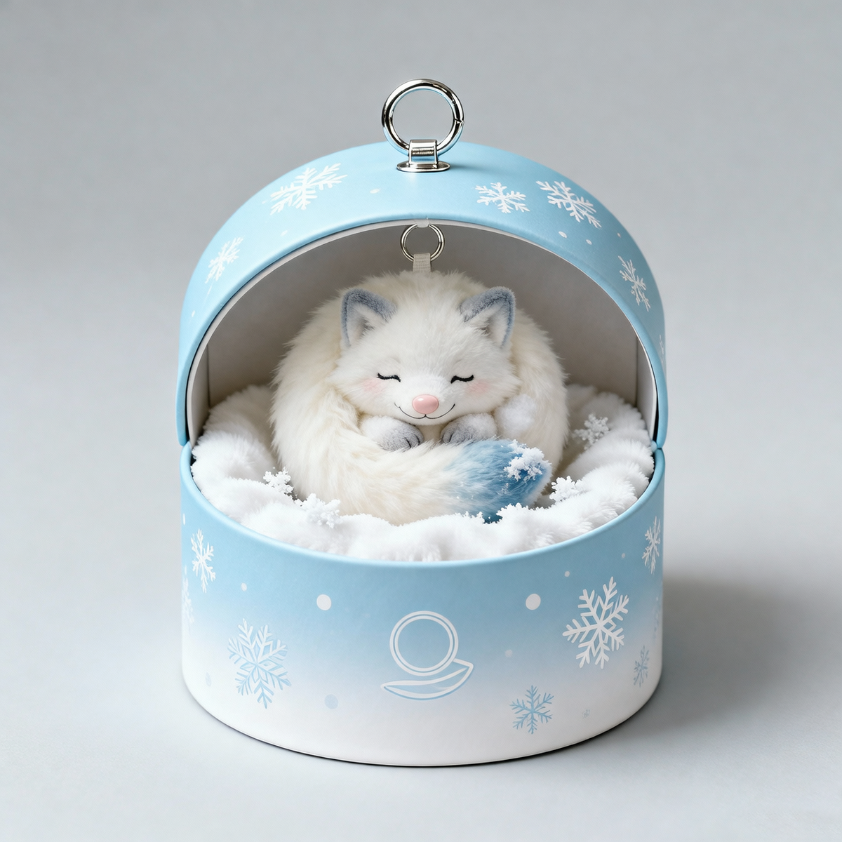 Cloudnap Snow Fox Plush Keychain (Sleepy Curl-Up Charm)