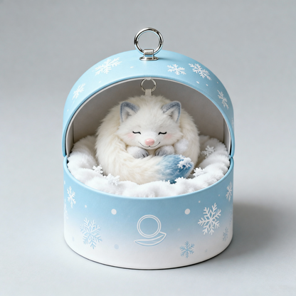 Cloudnap Snow Fox Plush Keychain (Sleepy Curl-Up Charm)
