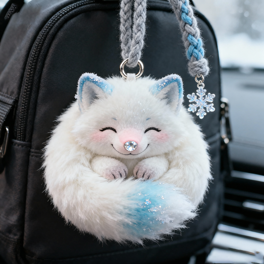Frostkiss Curl-Up Fox Plush Bag Charm (Snowflake Pendant)