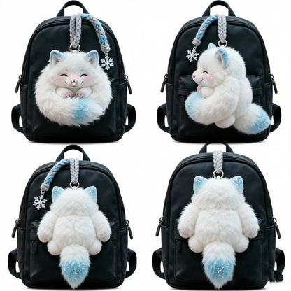Frostkiss Curl-Up Fox Plush Bag Charm (Snowflake Pendant)