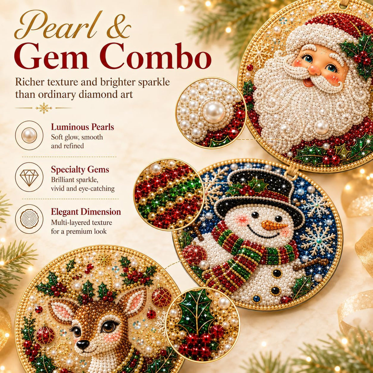 REBYIPO®🎄DIY Diamond Painting Christmas Ornaments – 6Pc Set