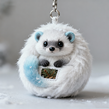 Frostpine Puff Hedgehog Plush Keychain (Winter Pocket Buddy)