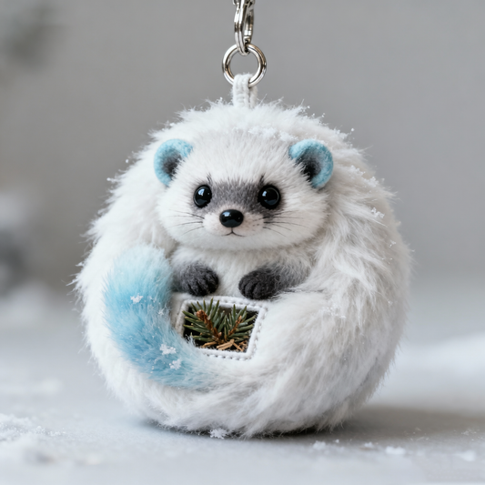 Frostpine Puff Hedgehog Plush Keychain (Winter Pocket Buddy)