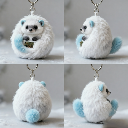 Frostpine Puff Hedgehog Plush Keychain (Winter Pocket Buddy)