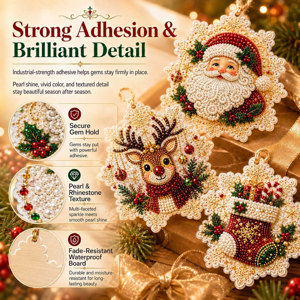 REBYIPO®🎄DIY Diamond Painting Christmas Ornaments – 6Pc Set