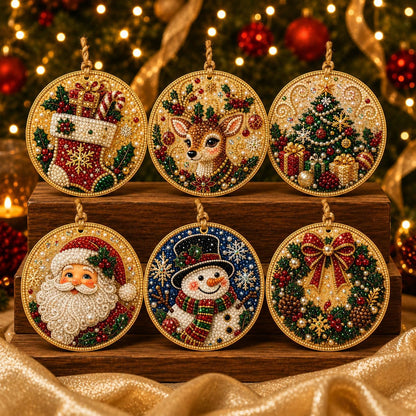 REBYIPO®🎄DIY Diamond Painting Christmas Ornaments – 6Pc Set